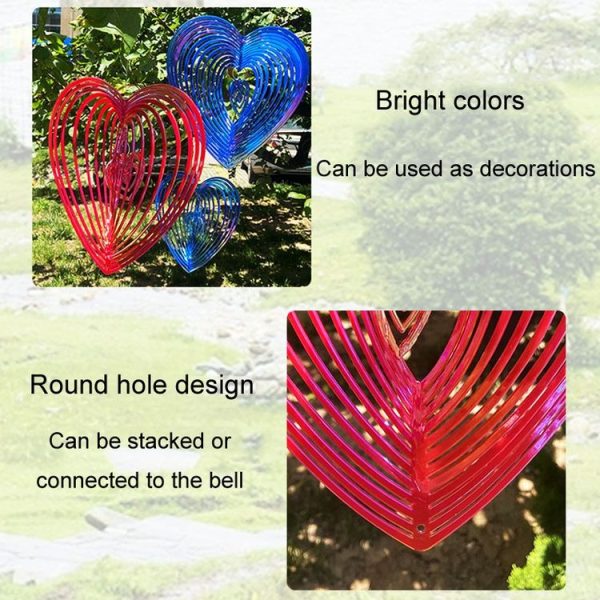 Outdoor Wind Chime Heart Shape Bird Repeller Garden Decoration Bird Catcher (Red) - Image 5