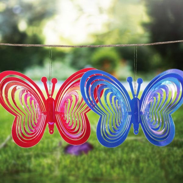 Outdoor Reflective Butterfly Bird Repeller Garden Decorative Wind Chime Bird Catcher (Red) - Image 2