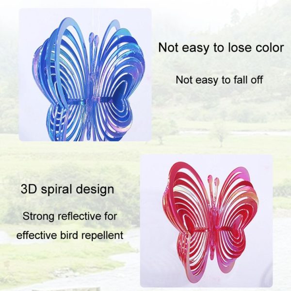 Outdoor Reflective Butterfly Bird Repeller Garden Decorative Wind Chime Bird Catcher (Red) - Image 4