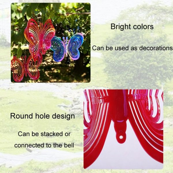 Outdoor Reflective Butterfly Bird Repeller Garden Decorative Wind Chime Bird Catcher (Red) - Image 5