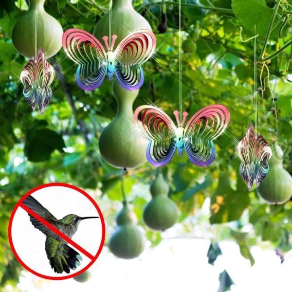 Outdoor Reflective Butterfly Bird Repeller Garden Decorative Wind Chime Bird Catcher (Red) - Image 6