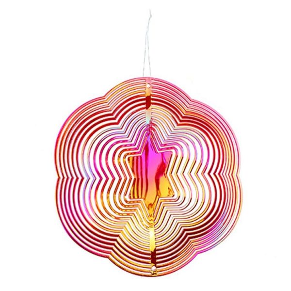 Hexagonal Shaped 3-D Bird Repeller Outdoor Garden Bird Repellent Decoration Wind Chime, Color: Red