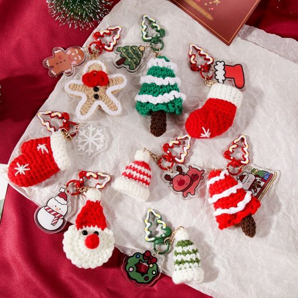 Hand-woven Christmas Keychain Cute Mobile Phone Handbag Pendant, Style: Gingerbread Man - Image 2