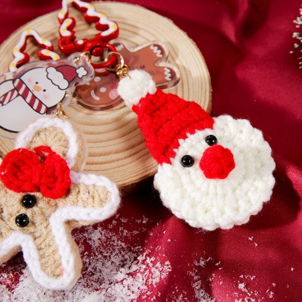 Hand-woven Christmas Keychain Cute Mobile Phone Handbag Pendant, Style: Gingerbread Man - Image 3