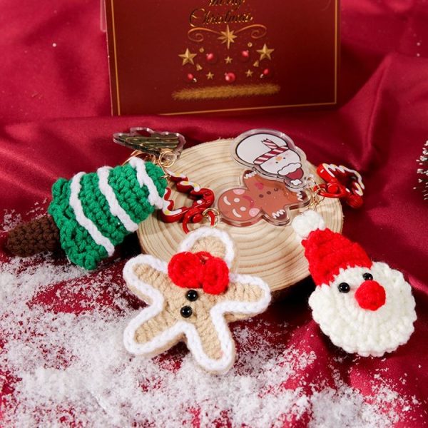 Hand-woven Christmas Keychain Cute Mobile Phone Handbag Pendant, Style: Gingerbread Man - Image 4