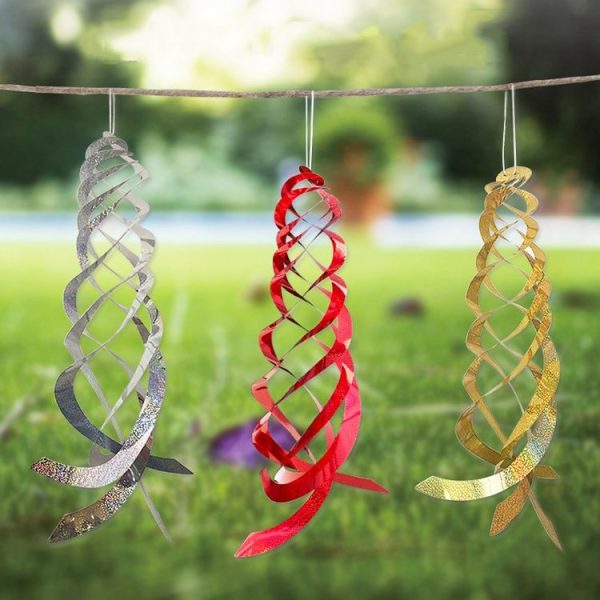 Laser Flash Bird Repellent Orchard Bird Repellent Spiral Reflective Wind Rotor (Silver) - Image 2