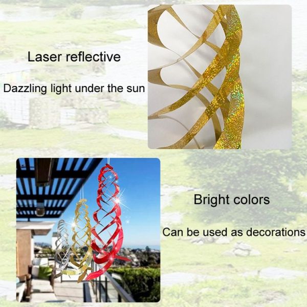Laser Flash Bird Repellent Orchard Bird Repellent Spiral Reflective Wind Rotor (Silver) - Image 4