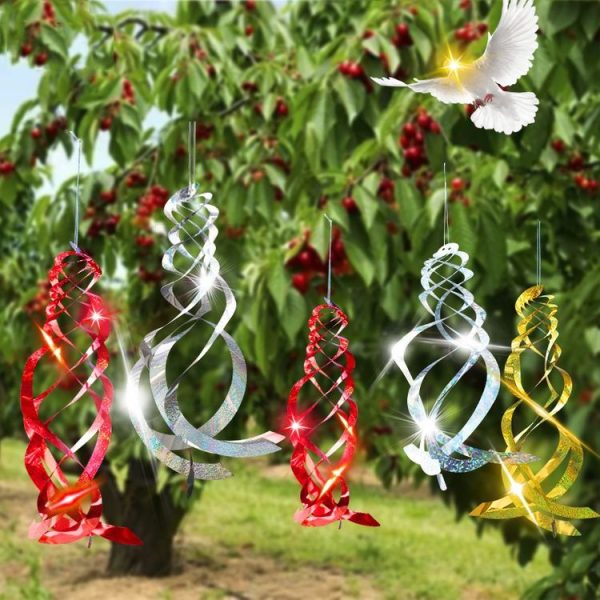 Laser Flash Bird Repellent Orchard Bird Repellent Spiral Reflective Wind Rotor (Silver) - Image 5
