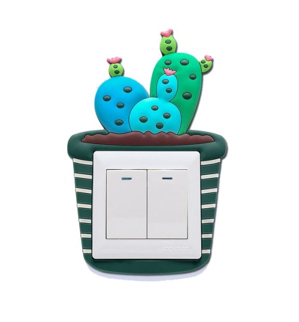 Luminous Three-dimensional Cactus Switch Sticker Socket Panel Cover Decor, Style: Cactus