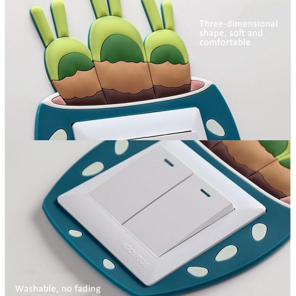 Luminous Three-dimensional Cactus Switch Sticker Socket Panel Cover Decor, Style: Cactus - Image 5