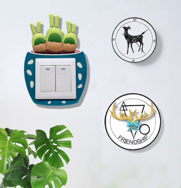 Luminous Three-dimensional Cactus Switch Sticker Socket Panel Cover Decor, Style: Cactus - Image 6