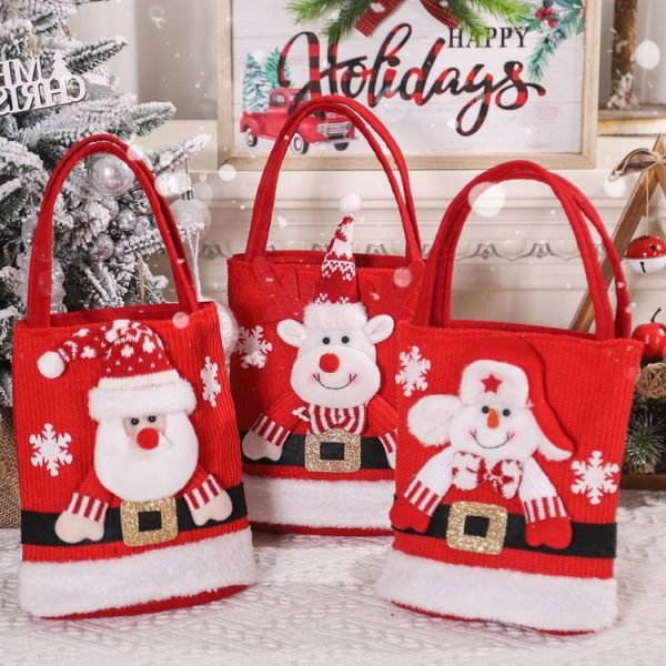 Cute Large Capacity Christmas Decorations Gift Bag Kids Candy Tote Bag (Santa Claus) - Image 2