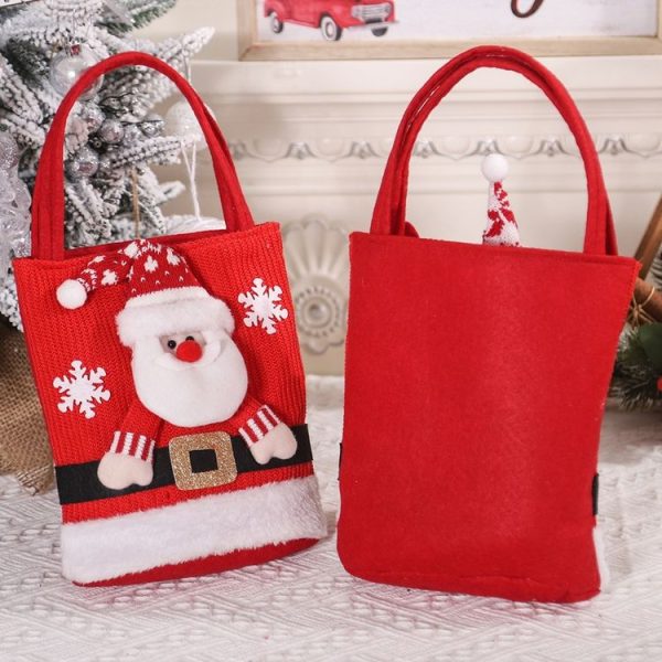 Cute Large Capacity Christmas Decorations Gift Bag Kids Candy Tote Bag (Santa Claus) - Image 3