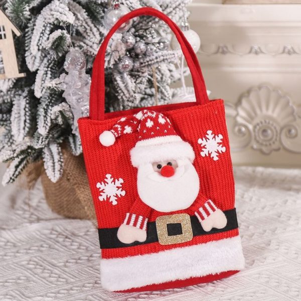 Cute Large Capacity Christmas Decorations Gift Bag Kids Candy Tote Bag (Santa Claus) - Image 5