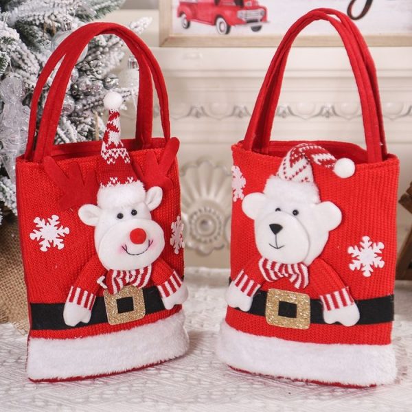 Cute Large Capacity Christmas Decorations Gift Bag Kids Candy Tote Bag (Santa Claus) - Image 6