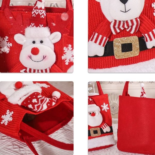 Cute Large Capacity Christmas Decorations Gift Bag Kids Candy Tote Bag (Santa Claus) - Image 7