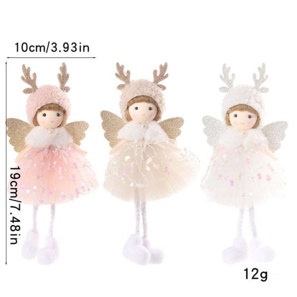 Christmas Tree Pendant Beaded Saree Angel Girl Hanging Decoration Children Cute Doll Gift (White) - Image 3