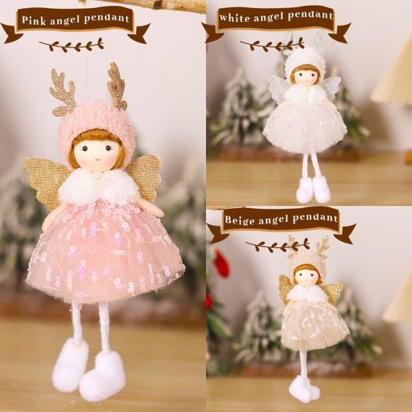 Christmas Tree Pendant Beaded Saree Angel Girl Hanging Decoration Children Cute Doll Gift (White) - Image 6