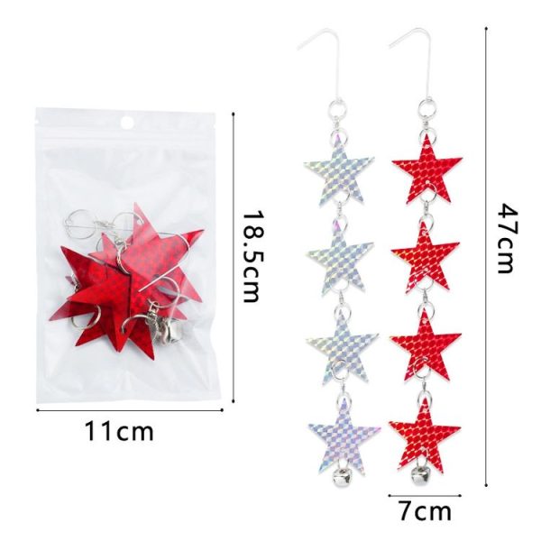 Garden Bird Repellent Decorative Pentagram Hanging Laser Reflective Piece (Red+Silver) - Image 3