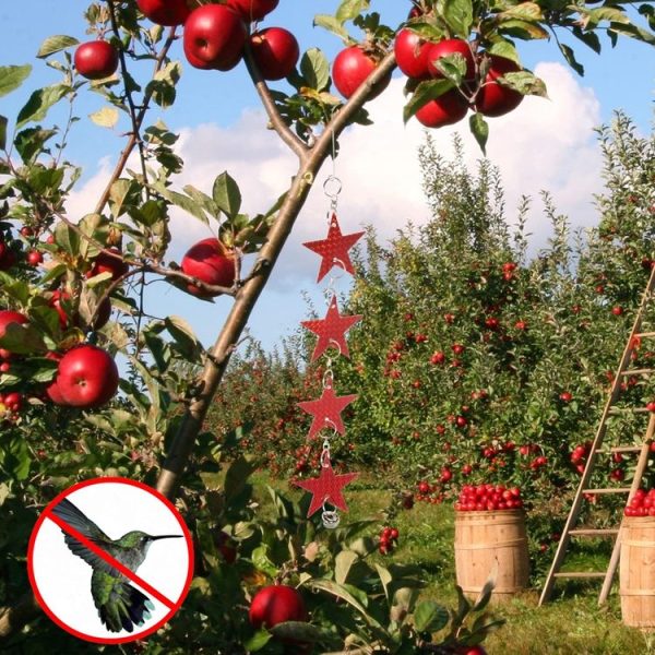 Garden Bird Repellent Decorative Pentagram Hanging Laser Reflective Piece (Red+Silver) - Image 8