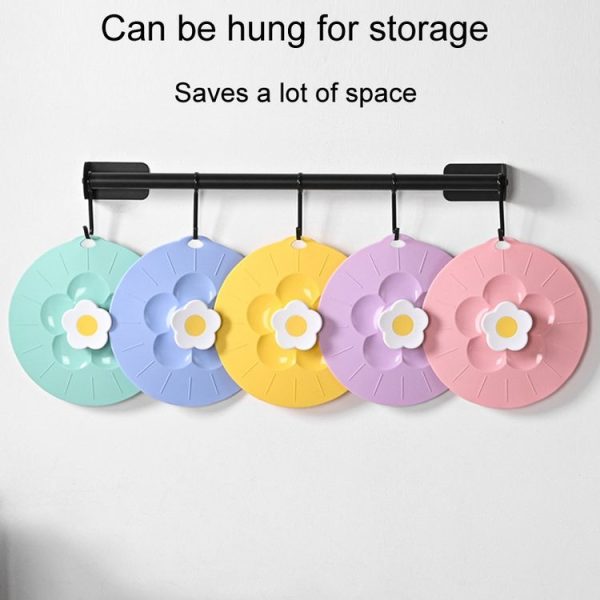 Small Cute Flower Silicone Freshness Lid Kitchen Household Food Dustproof Cover (Yellow) - Image 9