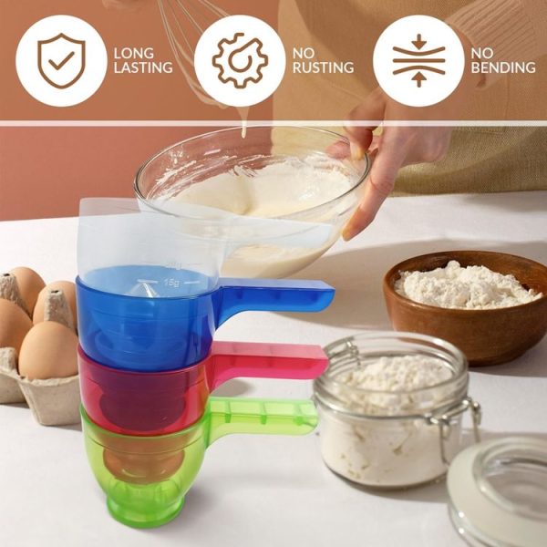 Convenient Measuring Scoop Overflow-proof Funnel Multifunctional Water Bottle Scoop (Blue) - Image 5