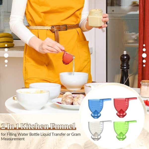 Convenient Measuring Scoop Overflow-proof Funnel Multifunctional Water Bottle Scoop (Blue) - Image 7
