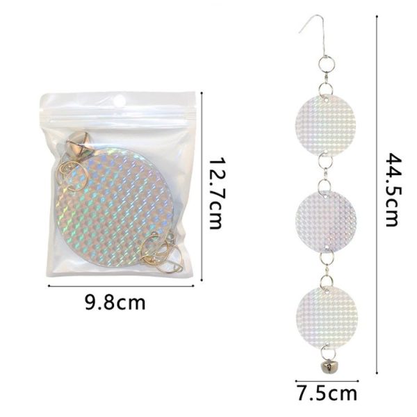 Garden Bird Repellent Decorative Round Hanging Laser Reflective Piece (Dual-Side Silver) - Image 3