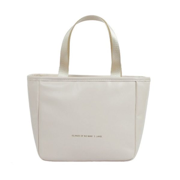 Women Tote Lunch Bag Portable Outdoor Picnic Bento Lunchbox Food Cooler Thermal Bag (White)