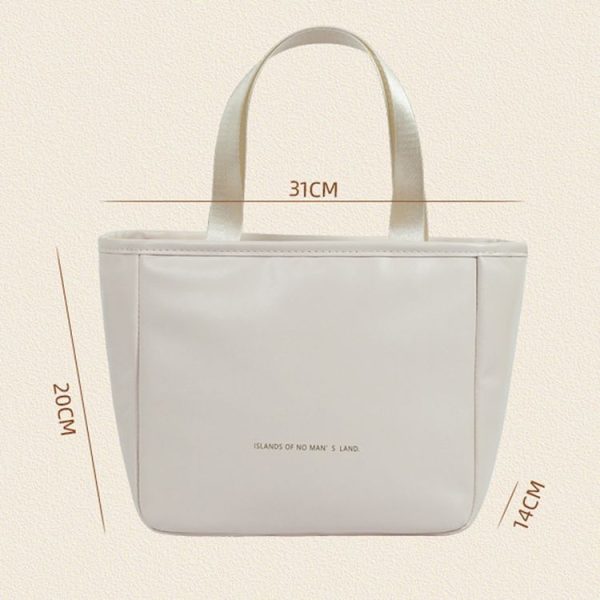 Women Tote Lunch Bag Portable Outdoor Picnic Bento Lunchbox Food Cooler Thermal Bag (White) - Image 3