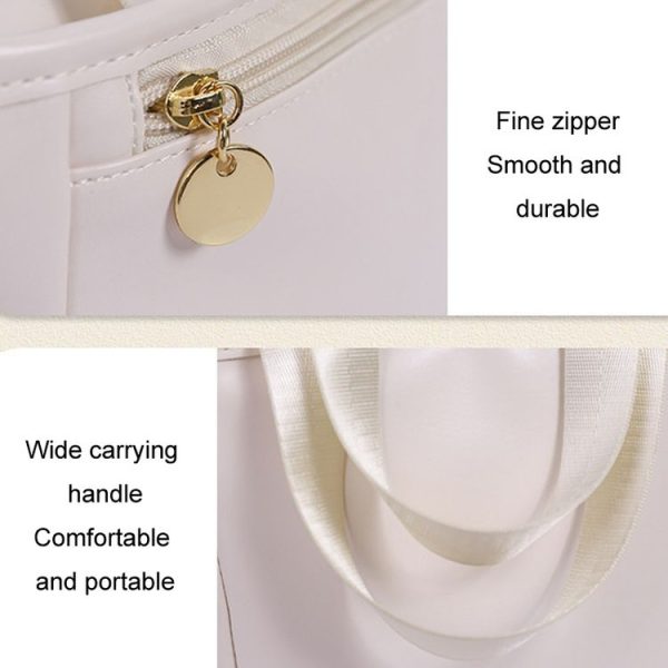 Women Tote Lunch Bag Portable Outdoor Picnic Bento Lunchbox Food Cooler Thermal Bag (White) - Image 6