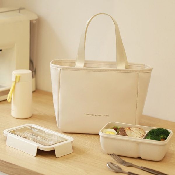 Women Tote Lunch Bag Portable Outdoor Picnic Bento Lunchbox Food Cooler Thermal Bag (White) - Image 8