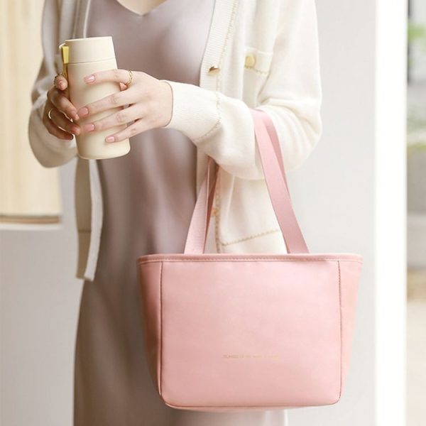 Women Tote Lunch Bag Portable Outdoor Picnic Bento Lunchbox Food Cooler Thermal Bag (White) - Image 9