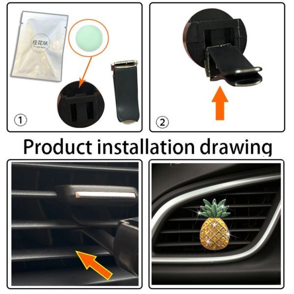 Car Air Conditioning Vent Pineapple Decorative Aromatherapy Clip (Rhinestones) - Image 7