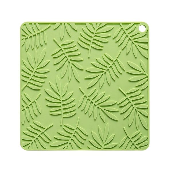 9.5cm Household Square Silicone Heat Insulating Mat Kitchen High Temperature Resistant Baking Placemat (Matcha Green)