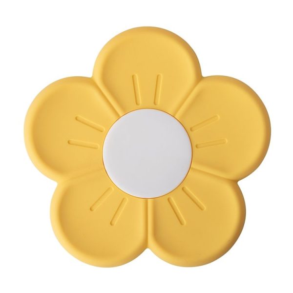 17.5cm Household Cherry Blossom Silicone Heat Insulating Mat Kitchen High Temperature Resistant Baking Placemat (Yellow)