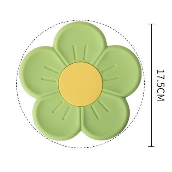 17.5cm Household Cherry Blossom Silicone Heat Insulating Mat Kitchen High Temperature Resistant Baking Placemat (Yellow) - Image 3