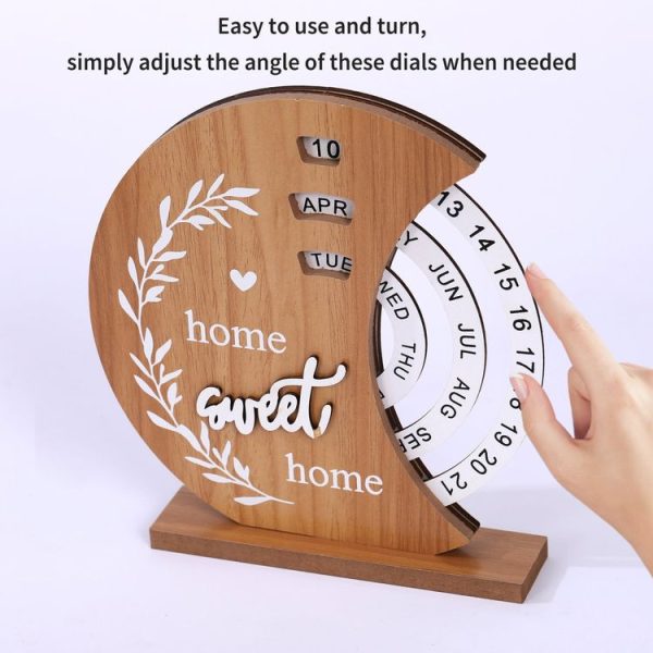 Wooden Manual Rotating Perpetual Calendar Home Decoration Ornaments (Moon) - Image 3