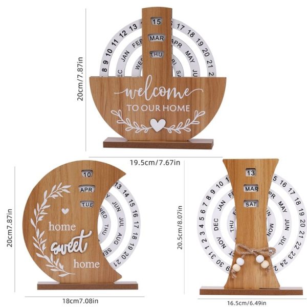 Wooden Manual Rotating Perpetual Calendar Home Decoration Ornaments (Moon) - Image 4