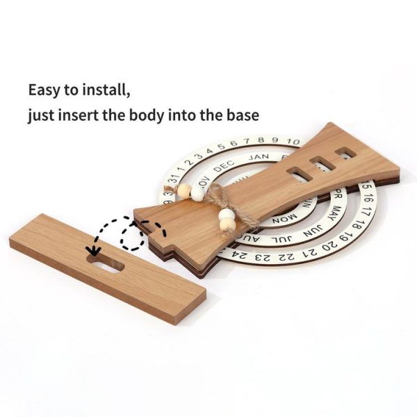 Wooden Manual Rotating Perpetual Calendar Home Decoration Ornaments (Moon) - Image 5