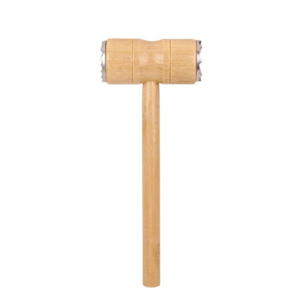 Multifunctional Double-Sided Wooden Handle Meat Hammer Kitchen Steak Tendon Breaker (Wooden Handle)