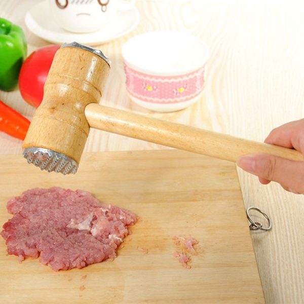 Multifunctional Double-Sided Wooden Handle Meat Hammer Kitchen Steak Tendon Breaker (Wooden Handle) - Image 4