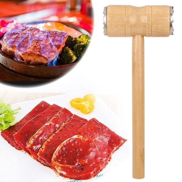 Multifunctional Double-Sided Wooden Handle Meat Hammer Kitchen Steak Tendon Breaker (Wooden Handle) - Image 5