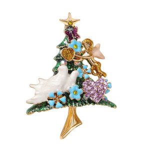 HC0729 Christmas Brooch Fall Winter Jacket Sweater Pin Ornament Christmas Tree Corsage With Diamonds