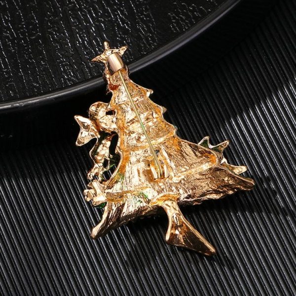 HC0729 Christmas Brooch Fall Winter Jacket Sweater Pin Ornament Christmas Tree Corsage With Diamonds - Image 4