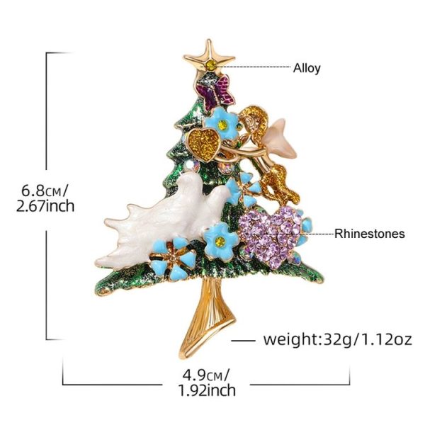 HC0729 Christmas Brooch Fall Winter Jacket Sweater Pin Ornament Christmas Tree Corsage With Diamonds - Image 5