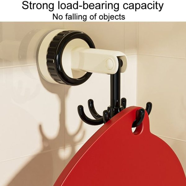Multifunctional Kitchen Utensils Storage Shelf Household Kitchen Rotatable Suction Cup Hook (Red) - Image 3