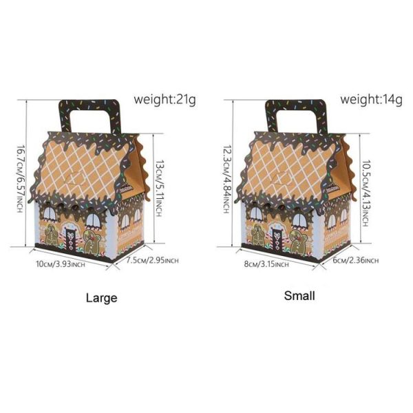 10pcs Christmas Candy Boxes Kraft Paper Christmas House Handbag Candy Boxes, Style: Large Brown Edge - Image 4