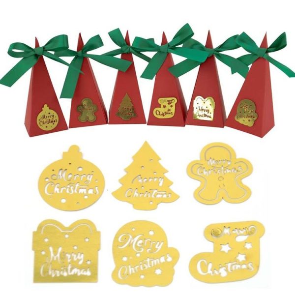 10pcs Christmas Candy Boxes Triangle New Year Party Xmas Gift Paper Packaging Box, Style: Colorful Ball - Image 4