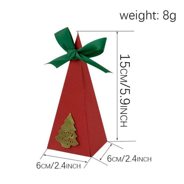 10pcs Christmas Candy Boxes Triangle New Year Party Xmas Gift Paper Packaging Box, Style: Colorful Ball - Image 5